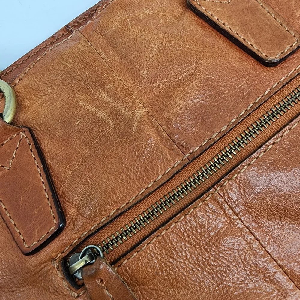 Colorado Toffee Brown Leather Braided Large Multi Compartment Shoulder Bag Tote - Picture 5 of 16